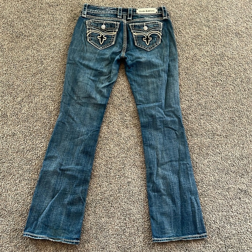 Rock Revival Distressed Bootcut Jeans Size 28